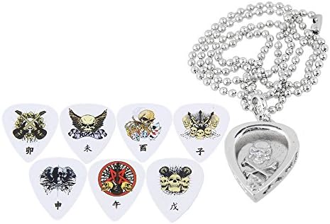 Yibuy Silver Metal Guitar Pick Necklace Pendant with Chain Heart Shape