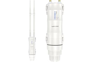 Wavlink AC600 Répéteur WiFi d’extérieur Double Bande Modèle PoE Passif Modes Point d'accès sans Fil/répéteur/Router/WISP Portée de 100 m 2,4 GHz 150 MB/s + 5 GHz 433 MB/s Blanc