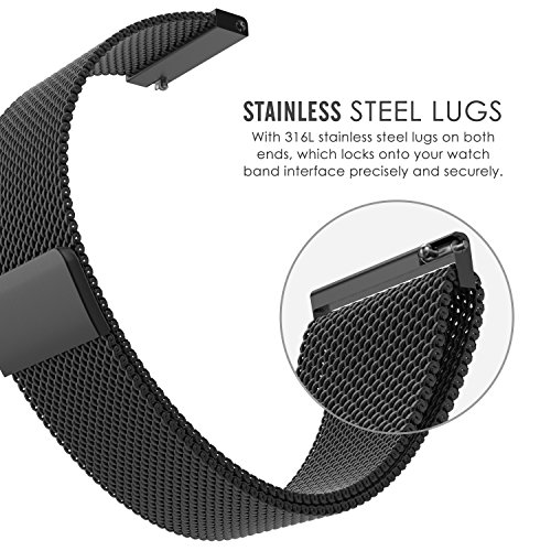 MoKo Samsung Gear S3 Frontier / Classic / Moto 360 2nd Gen 46mm Watch Armband – Edelstahl Milanese Magnet Uhr Band Strap Uhrenarmband Replacement für Samsung Gear S3 Classic Samrtwatch, Schwarz (Nicht für Gear S2 Classic) - 4