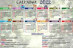 2022 Calendar Poster|Cartoon Calendar for Kids Room|Poster for Living Room, Cupboards, Study Room|Poster for Decoration|Decorative Poster|High Resolution 300 GSM Thick Paper