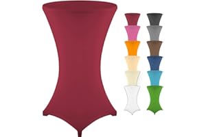 ‎GRÄFENSTAYN Gräfenstayn® Stretch Stehtischhusse Diana mit Öko-Tex Siegel, Verstärkung im Fußbereich, 40°C Maschinenwäsche in vielen Farben und Größen Ø60-65cm / Ø70-75cm / Ø80-85cm (Bordeaux, Ø70-75cm)