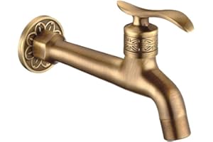 BAUZEIT Nostalgie Messing Waschtischarmatur Antik einhebelmischer Wasserhahn 1/2 Zoll Waschtisch Wandhalterung Einlochmontage Wannenarmatur, Lang