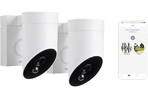 Somfy 1870471 - 2 Outdoor Camera blanches - Caméras de Surveillance Extérieures - Sirène 110 DB - Branchement Possible sur un luminaire existant