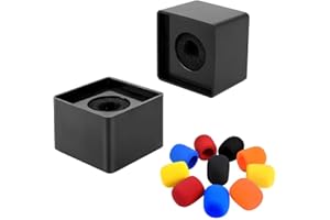 RETON 2 Stück Mikrofon Flag Station Square Cube Geformt Interview Mic Logo mit 10 Stück Mikrofon Schaum Abdeckung für Reporter KTV Host(2 Flaggen+10 Schaum Abdeckung)