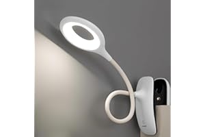 QJUZO Lampada da Lettura a LED Lampade Clip Lampada da Scrivania per Bambini con Collo Flessibile USB Ricaricabile eReaders Studia Lavoro Bianco