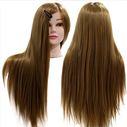 Neverland Professional 24" Super Long 50% Real Human Hair Hairdressing Equipment Mannequin Training Head With Free Clamp For College and Professional Use