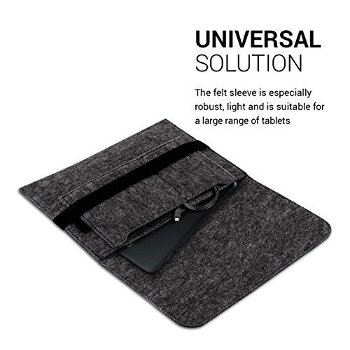 kwmobile Tablettasche Filz Sleeve für 9,7 – 10,1″ Tablet – Tablet Schutzhülle Tasche Case Hülle in Dunkelgrau mit Innentaschen Innenmaße: ca. 28 x 21 cm - 3