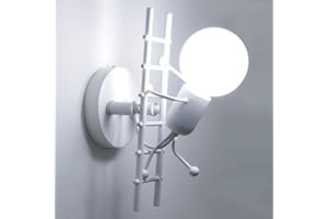 KAWELL Humanoid Creativo Lampada da Parete Interno Applique da Parete Moderna Lampada a Muro Applique Candelabro Max 60W per Camera da Letto, Soggiorno, Camera per Bambini, Corridoio, Scala, Bianco