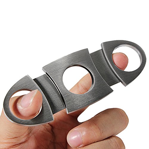 TOOGOO(R) 2X Silver Stainless Steel Double Twin Blade Pocket Cigar Cutter Scissors NEW - 2