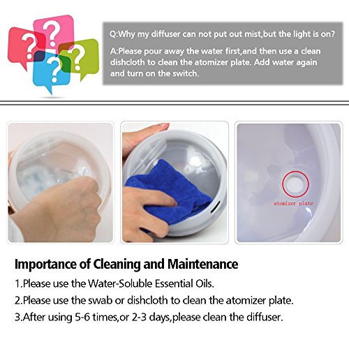 Aroma Diffuser, YCTA 300ml Holzmaserung Luftbefeuchter Ultraschall Öl Diffusor Duftzerstäuber Humidifier Aromatherapie Diffusor Tragbarer mit 7 Farben LED Licht für Babies Kinder(WOOD1-Dark Brown) - 6