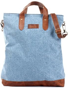 [Gesponsert]LECONI Shopper Leder + Jeans Denim Vintage-Look Umhängetasche Jeanstasche für Damen Henkeltasche große Beuteltasche...