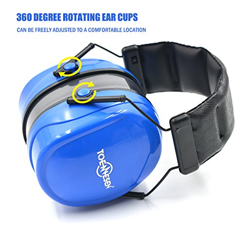 Toennesen Sicherheit Kapselgehörschützer Gehörschutz Ohrenschützer SNR 36db Ear Muffs Erwachsene für Schießen Konzert Feuerwerk mit verstellbarer Kopfbügel,faltbarem Design Blau - 6