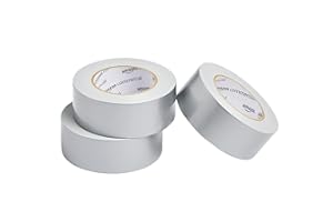AmazonCommercial Standard Duct Tape, 4.77 cm x 41.14 m, Plateado, Paquete de 3