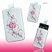Produktbild Handy Tasche Kunstleder hellgrau/pink und Zugband M24-1 für Samsung Galaxy W / Galaxy Y S5360 / Galaxy Ace S5830 / Wave Y S5380 / Wave M S7250 / Galaxy Gio S5660 / Galaxy Y Pro B5510 / Ch@t 335 / Galaxy Mini S5570 / Galaxy Fit S5670