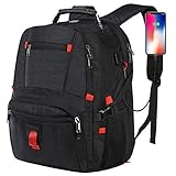 COMPARTIMIENTOS Y BOLSILLOS MULTIPLES: La mochila para ordenador portátil Tamaño: 48 * 36 * 26 cm. Capacidad: 45L. Un único compartimento para computadora portátil se adapta a una computadora portátil / tableta / MacBook de 17.3 pulgadas, 17 pulgadas, 15.6, 15, 14, 13 pulgadas; esta mochila de viaje para computadora portátil contiene 4 espaciosos compartimentos principales y 12 bolsillos para funciones Para un fácil almacenamiento y organización de sus pertenencias personales.