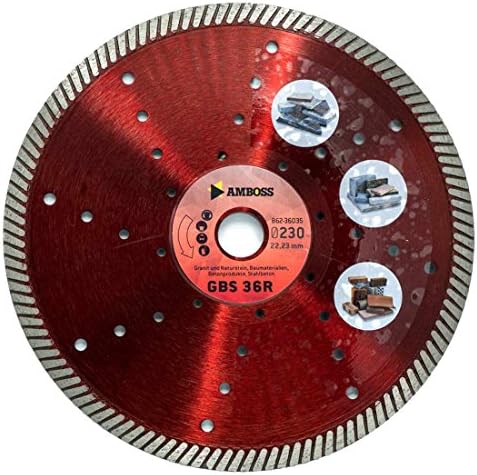 'Anvil GBS 36R "Revolution Diamond Cutting Disk – Choose &amp; Hole Diameter Granite Natural Stone Building Materials/Concrete Products/Steel Concrete | Segment Height 10.5 mm (Sintered), Ø 300 mm x 25,4 mm, 1