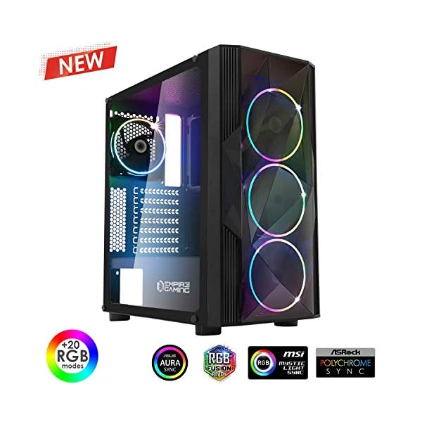 EMPIRE GAMING – Caja PC Gamer Diamond ARGB Torre Mediana ATX – Frontal Diamante Plexiglás y Pared Lateral de Vidrio… - Image 3