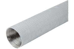 EUROPLAST Biała Aluminiowa Rura Elastyczna - Ø 120 mm, Długość 1,5 Metra, Wąż Elastyczny, Rura Wentylacyjna