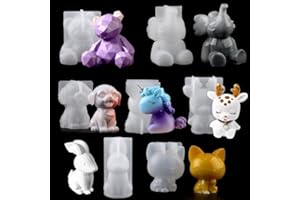 EPODA 7 PC Moules Résine Époxy Animaux 3D Licorne Éléphant Ours Chien Lapin pour DIY Déco Bureau Décoration Intérieure