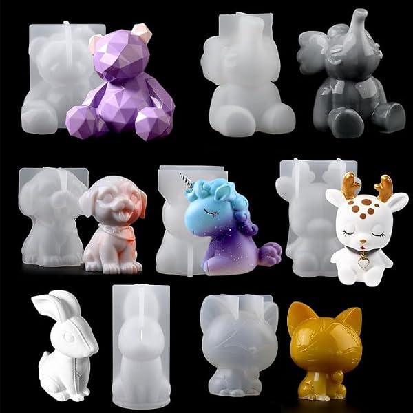 Mama And Baby Portachiavi Charms Resina Stampi in Silicone, Lupo, Dinosauro, Alce, Cervo, Cane, Scimmia, Gufo, Tartaruga, Giraffa, Canguro, Maiale, Cerbiatto, Mucca, Anatra, Segugio, 16-Count