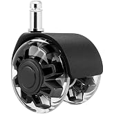 Sandofis Premium Sessiz Ofis Koltuğu Tekerleği,5 Adet,11mm Standart &Ouml;l&ccedil;&uuml;, 50mm &Ccedil;ap,Siyah, Sessiz Hareket