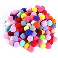 Yeesabella 200 Pcs Assorted Pom Poms, 1cm Colorful Portable Fluffy Pom Poms Balls Multicolor Fuzzy Craft Poms Ball for DIY Cr