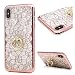 Produktbild Handy Silikonhülle für iPhone XS Max, Stoßfest Schutz Tasche Weich TPU Gel Bumper Damen Herren Etui Dünn Cover Case (Gold) mit Ring Halterung Kratzfest Anti Fingerabdruck