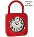 Produktbild 2 in 1: Wanduhr / Standuhr -  Vorhängeschloss - ROT  - aus Metall / 30 cm groß - schleichendes Uhrwerk ! - Uhr - Analog - Tischuhr - Retro & Nostalgie - Kam..