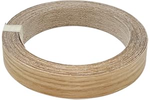 QuinnQuinn 22mm Wide x 5 Metres Real Oak Iron-On Edging,Pre-Glued Wood Veneer Tape for Easy DIY Application