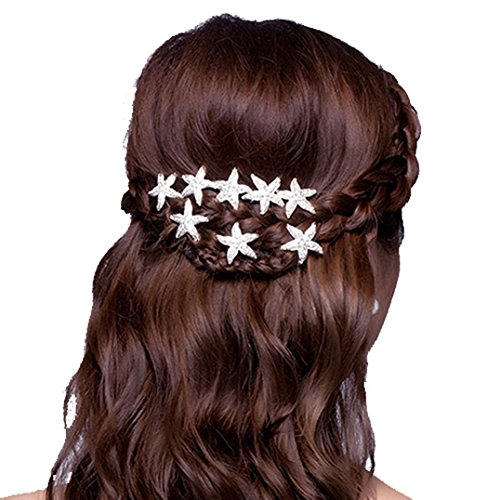 Bodhi2000® 6 Pcs Womens Starfish Crystal Hair Pins U-shape Hair Clips