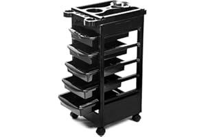 Concise Home Carrello da parrucchiere, carrello impilabile, con 5 cassetti, colore: nero