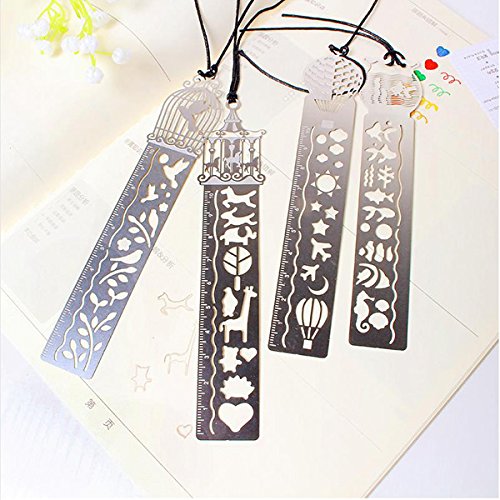 ROSENICE Metall Lesezeichen Herrscher 4pcs Schablone Edelstahl hohl Zeichnung Vorlage - 2