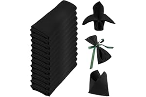 Gohytal Stoffservietten, 12er Schwarz Textil Servietten, Stoffserviette Waschbare Weiche Stoffservietten, Weich und Bequem, Bügelleicht für Hochzeit, Geburtstag, Barpartys, Cafés, Feiern, Hote