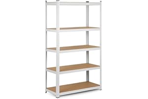 ‎HUMBERG Humberg 4841 Wytrzymały regał z 5 półkami z płyty MDF 150 x 75 x 30 cm biały