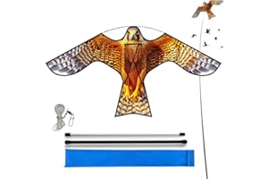 Touch the sky Vogel Falke Drachen mit 4 Meter Teleskopstange Geeignet für Garten & Bauernhof & Feld zur Vogelkontrolle und Schutz der Kulturen, Sicher und Effizient.