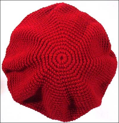 Crochet Unisex Beret Rasta Tam Hat: Dark Red with Black Rim