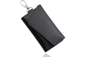 GGUFAY Llavero Piel Genuina de Mujer y Hombre, Cierre con Cremallera, Estuches de Llaves, Llavero Coche,Portátil Organizador Llaves con 6 Ganchos