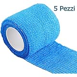 Yosoo blau, elastische Bandage, elastisch, selbstklebend, 5 cm x 4,6 m, 5 Stück