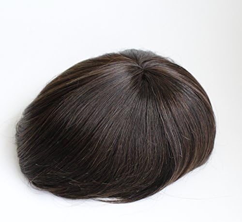 FYX Hair Men Toupees Thin Skin Base Fine Mono Base Pure Remy Human Hair For Hair Replacement Piece 8'x10" (2#)