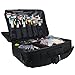Price comparison product image Travelmall Makeup Train Case 3 Layers Cosmetic Organizer Beauty Artist Storage Brush Box for Hair Curler, Brush Set and Cosmetics with Shoulder Strap