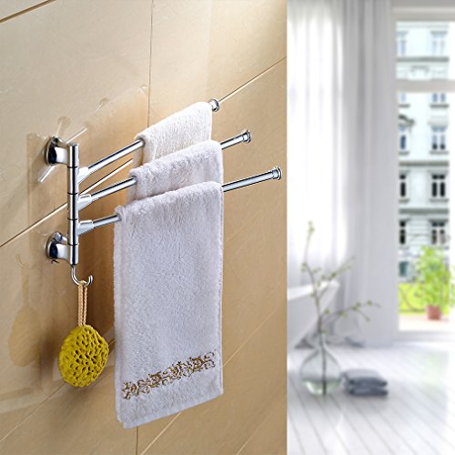 Auralum® Rostfrei Handtuchständer Chrom mit 3 Armen, Kleiderständer - 8