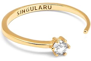 SINGULARU - Anello Sophie. Regolabile. Argento Sterling 925 con Finitura Placcata Oro 18 Kt. Taglia Unica. Gioielli da Donna