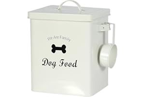 DEWDAT Scatole per alimenti e dolcetti per animali, contenitore per alimenti per cani con coperchio e cucchiaio incluso, coperchi ermetici, acciaio al carbonio rivestito 3L