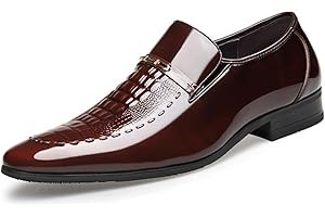 RYEHACK Men's Loafers Crocodile Leather Shoes Pointed Oxfords Fashion Dress Shoes Office Moccasins Wedding Shoes Men Loafers