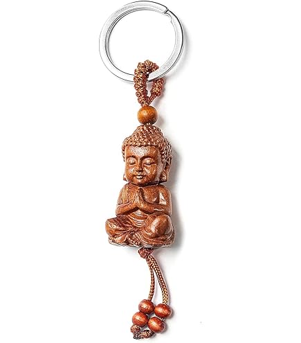 Porte-clés Bouddha Karma - Métal Bronze - Porte-bonheur Chakra - Cadeau Yoga Méditation