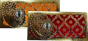 Jain Cards Designer Multicolor Coin Money Envelope Border Design Red Orange, Shagun Envelope, Wedding, Engagement, Any Occasion Cash Gift Money Cover Made with Card Paper (Pack of 20) 2 X 10 Pcs.