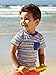 M&Co Baby Boy Cotton Short Sleeve Multi-Coloured Plain Stripe And Summer Themed Print T-Shirts Three Pack Blue 9/12 Mnths
