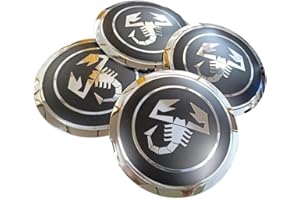 FUWUDI 4 Pièces Cache Moyeux pour Abarth 500 595 695 133mm, Centre Hub Caps Badge Logo, Cache Moyeu Centre de Roue, Plastique ABS Cache-Moyeu Accessoires