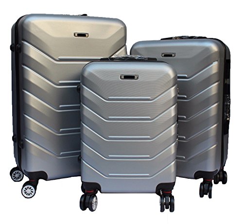 CONJUNTO DE 3 CAJAS DE ABS R&Iacute;GIDAS + POLICARBONATO CON 8 RUEDAS ALKA TRAVEL '(PLATEADO)