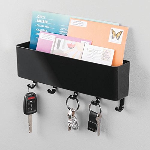 mDesign Schlüsselbrett mit Ablage – vielseitiges Schlüsselboard aus robustem Hartplastik mit Briefablage für Post oder Handys - 2